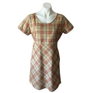 Vintage Liz Claiborne Women’s  Plaid Short Sleeve Fit & Flare Mini Cotton Dress